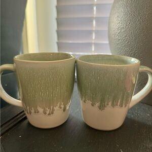 West Elm Green, Aqua, and White Ceramic Mug Set